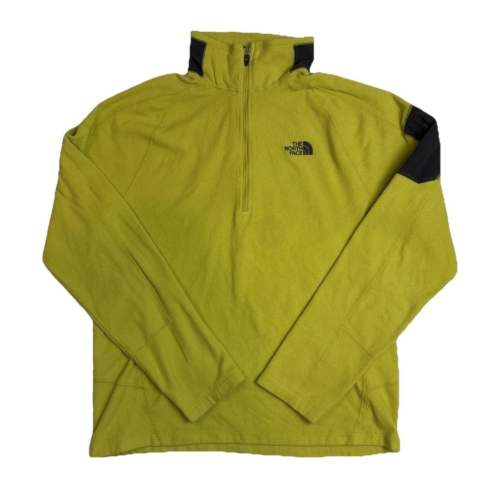 North Face Men's Fleece 3/4 Zip Sweater Yellow/Green Size Medium